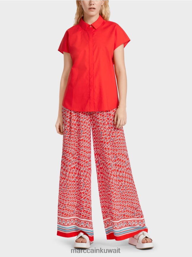 Marc Cain بلوزة بياقة "إعادة التفكير معًا". LVN0D6928 ملابس النار الحمراء