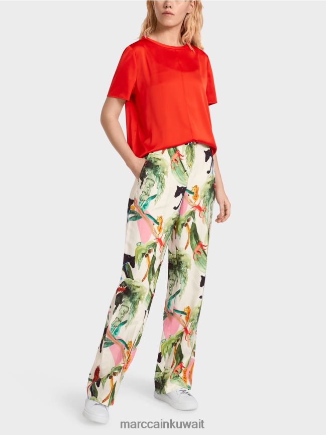 Marc Cain بلوزة على شكل بلوزة مع درزات مركزية LVN0D6929 ملابس النار الحمراء