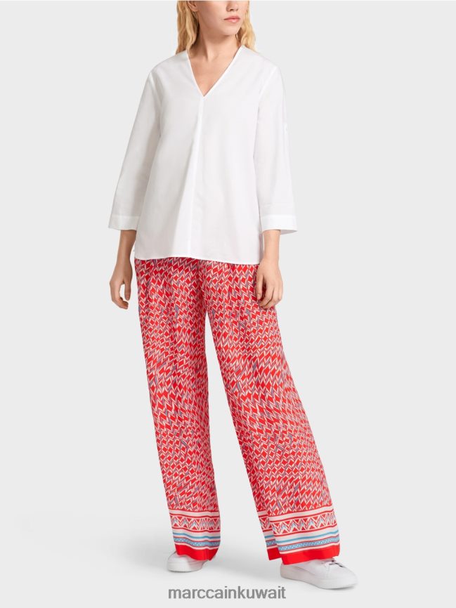 Marc Cain بلوزة بعروة "إعادة التفكير معًا". LVN0D6931 ملابس أبيض