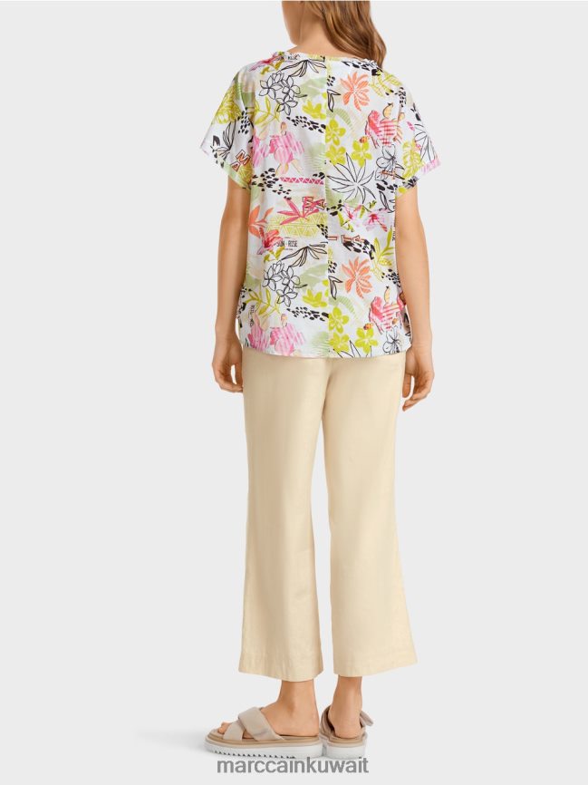 Marc Cain بلوزة ملونة مع التطريز الإنجليزي LVN0D6932 ملابس ليميد خفيف