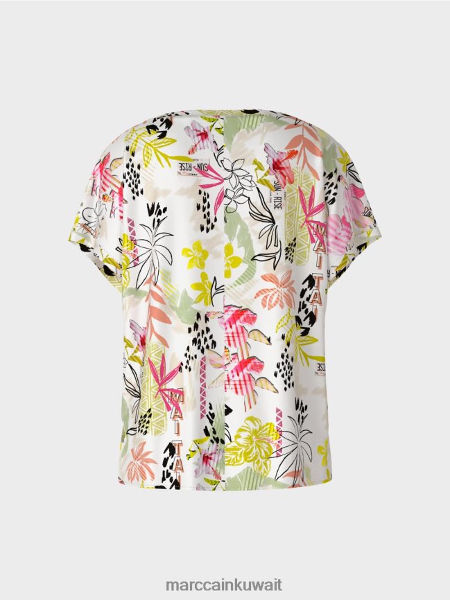 Marc Cain بلوزة ملونة مع التطريز الإنجليزي LVN0D6932 ملابس ليميد خفيف