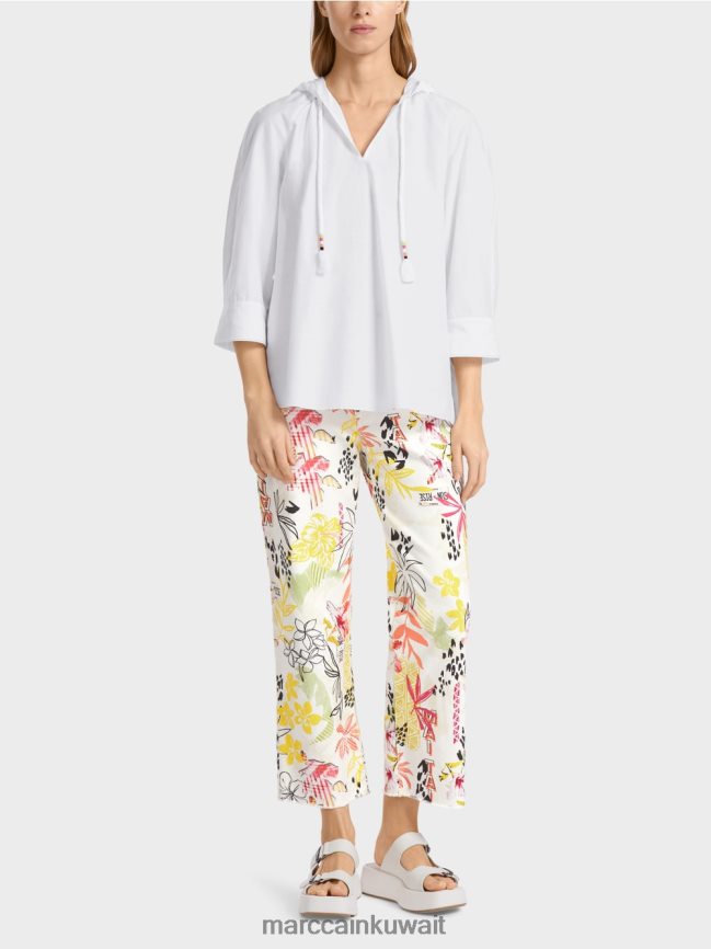 Marc Cain بلوزة كاجوال مع حرير أنيق LVN0D6933 ملابس أبيض