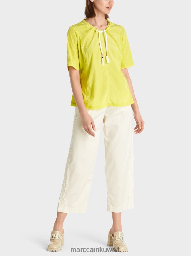 Marc Cain بلوزة على شكل بلوزة في مزيج من المواد LVN0D6935 ملابس ليميد خفيف