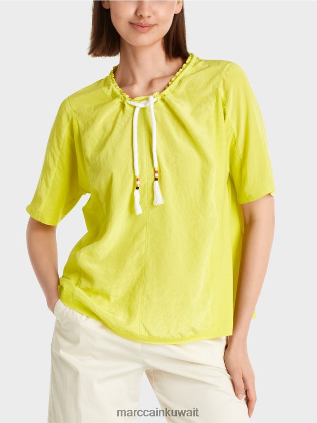 Marc Cain بلوزة على شكل بلوزة في مزيج من المواد LVN0D6935 ملابس ليميد خفيف