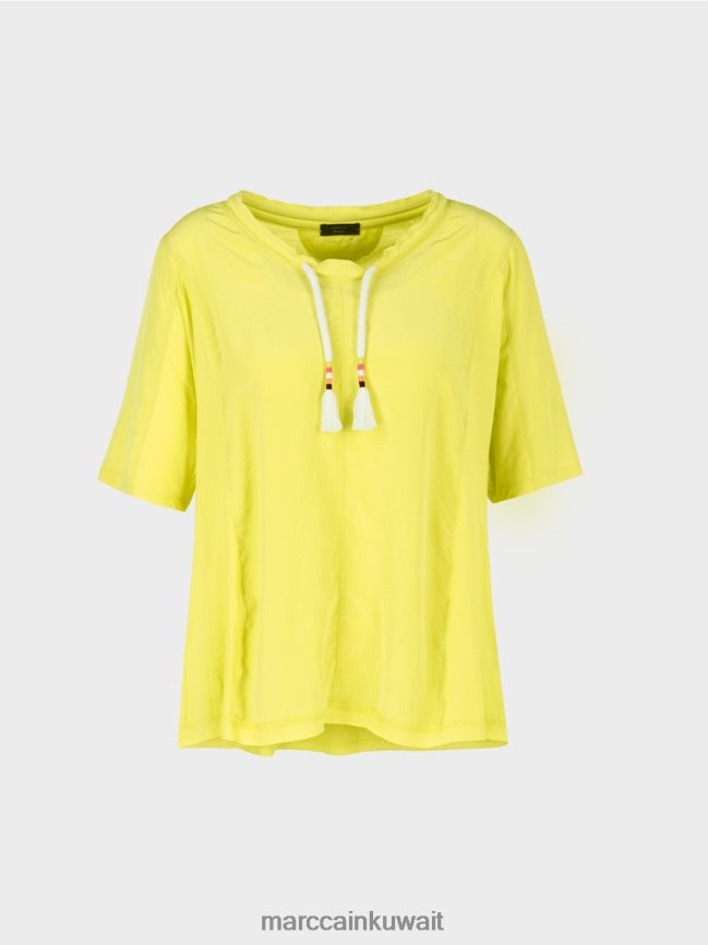 Marc Cain بلوزة على شكل بلوزة في مزيج من المواد LVN0D6935 ملابس ليميد خفيف