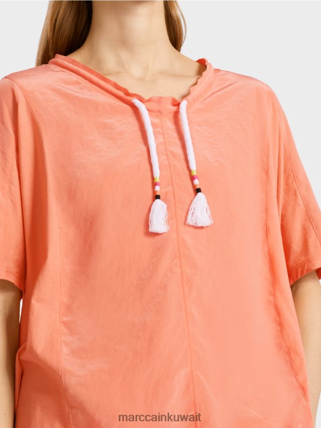 Marc Cain بلوزة على شكل بلوزة في مزيج من المواد LVN0D6936 ملابس الطين الخفيف