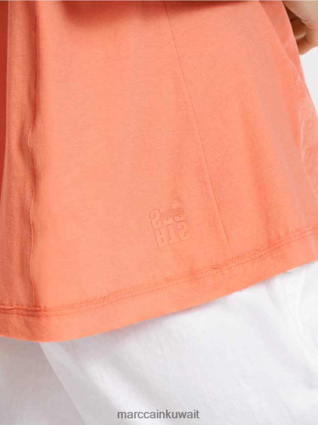 Marc Cain بلوزة على شكل بلوزة في مزيج من المواد LVN0D6936 ملابس الطين الخفيف