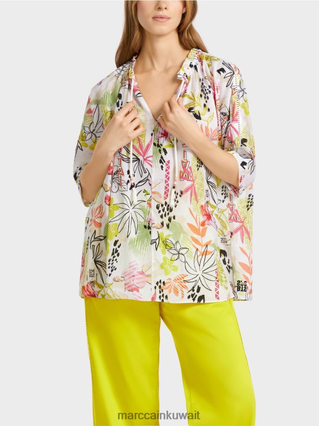 Marc Cain بلوزة مطبوعة بنمط زهور LVN0D6937 ملابس ليميد خفيف