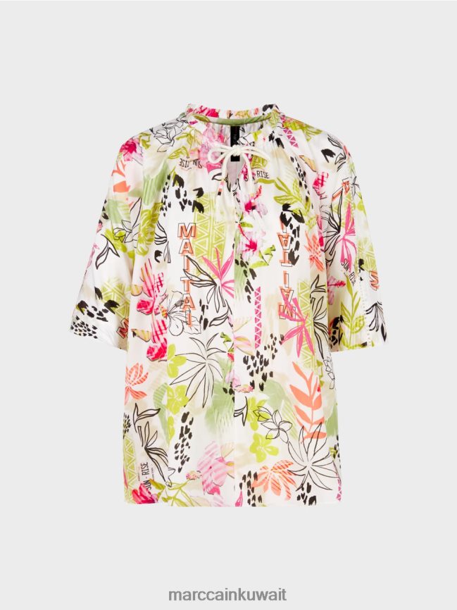 Marc Cain بلوزة مطبوعة بنمط زهور LVN0D6937 ملابس ليميد خفيف