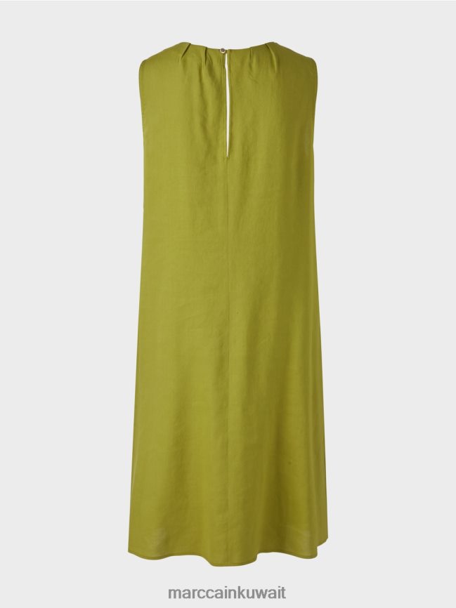 Marc Cain فستان مزيج الكتان LVN0D693 ملابس زيتوني أخضر عميق