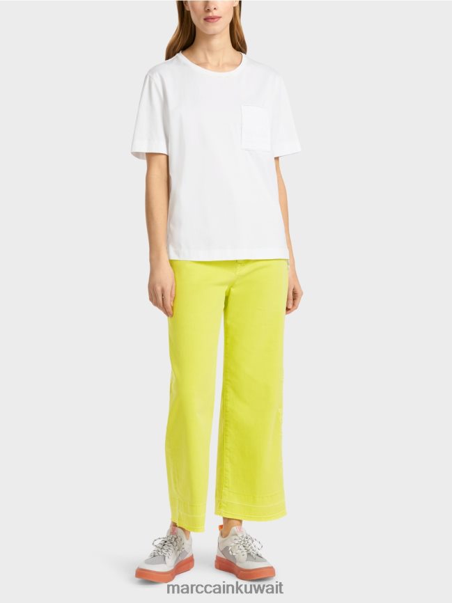 Marc Cain تي شيرت بدرزة جانبية مائلة LVN0D6940 ملابس أبيض