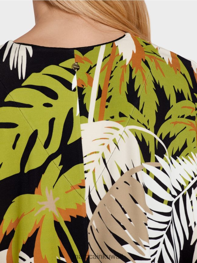 Marc Cain بلوزة فيسكوز بأكمام كيمونو LVN0D6947 ملابس زيتوني أخضر عميق