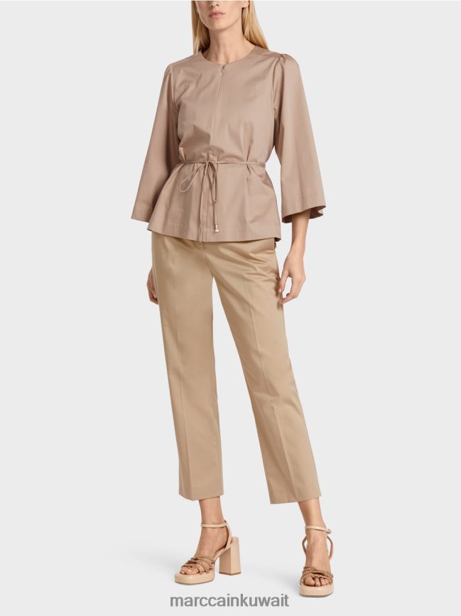 Marc Cain بلوزة قطنية بأكمام طويلة LVN0D6948 ملابس الرمال العميقة