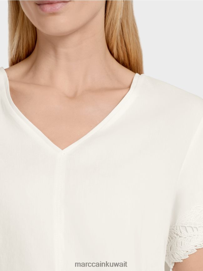 Marc Cain بلوزة من الكتان المجهزة LVN0D6954 ملابس أبيض مصفر