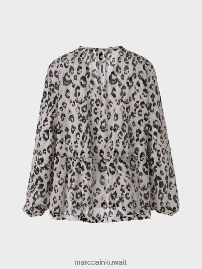 Marc Cain بلوزة بطبقات وطبعة جلد الفهد LVN0D6955 ملابس الخزامى الخفيف