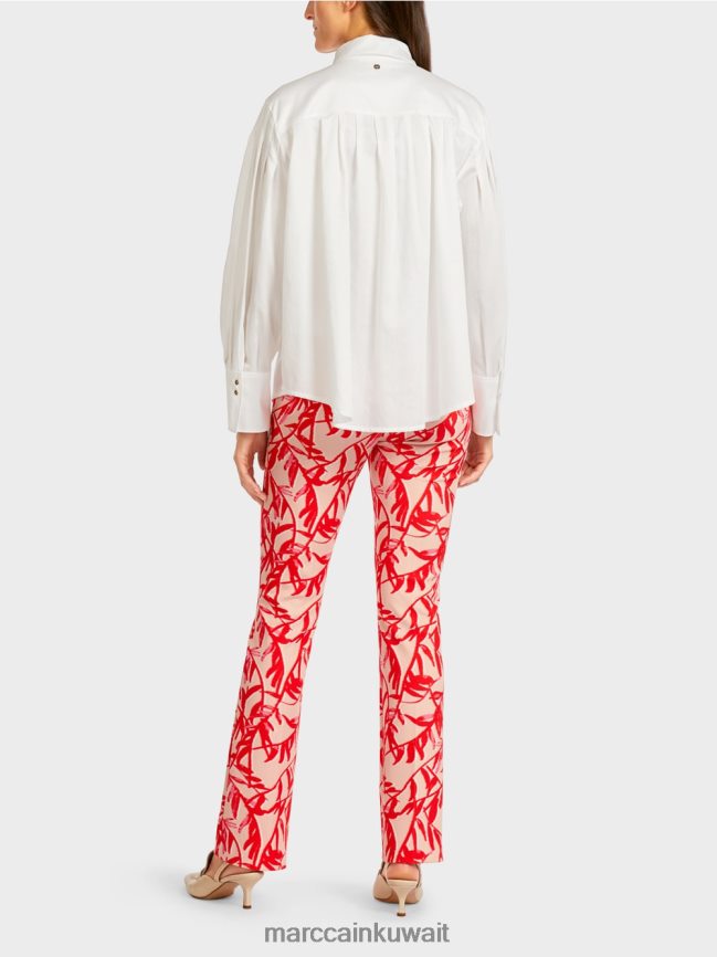 Marc Cain بلوزة مع نير الكتف والطيات LVN0D6957 ملابس أبيض مصفر