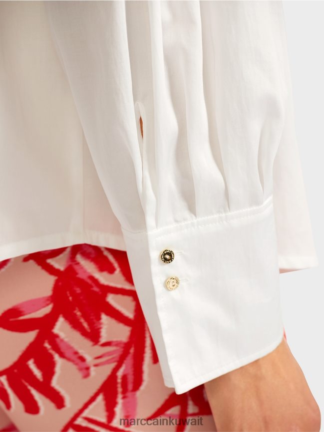 Marc Cain بلوزة مع نير الكتف والطيات LVN0D6957 ملابس أبيض مصفر