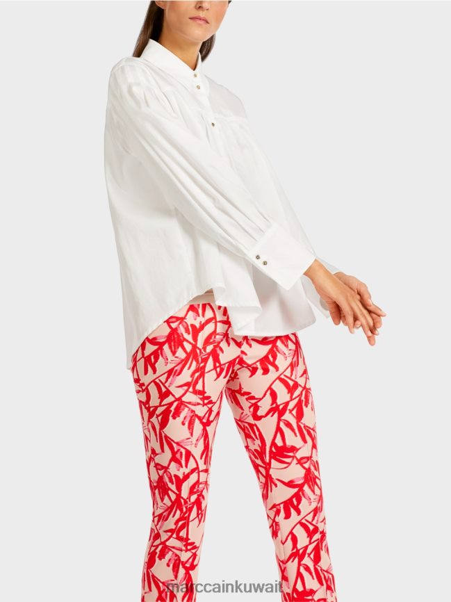 Marc Cain بلوزة مع نير الكتف والطيات LVN0D6957 ملابس أبيض مصفر