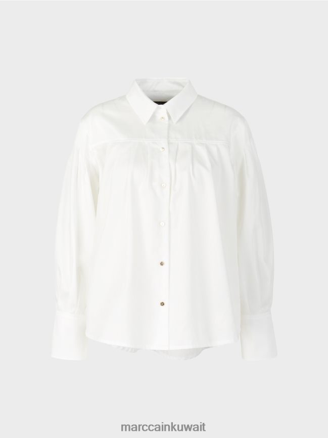 Marc Cain بلوزة مع نير الكتف والطيات LVN0D6957 ملابس أبيض مصفر