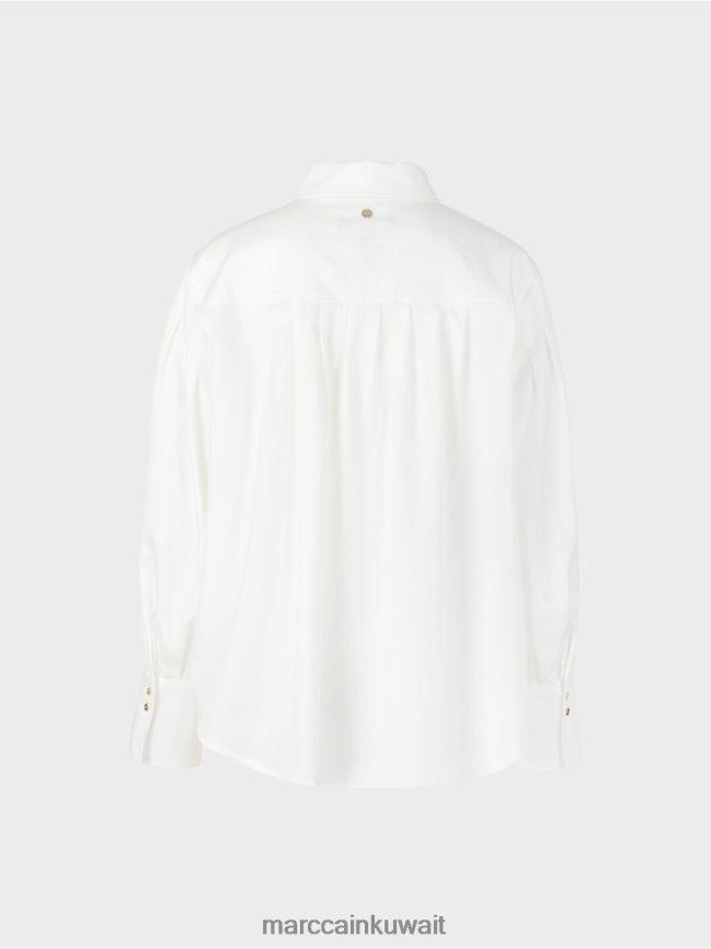 Marc Cain بلوزة مع نير الكتف والطيات LVN0D6957 ملابس أبيض مصفر