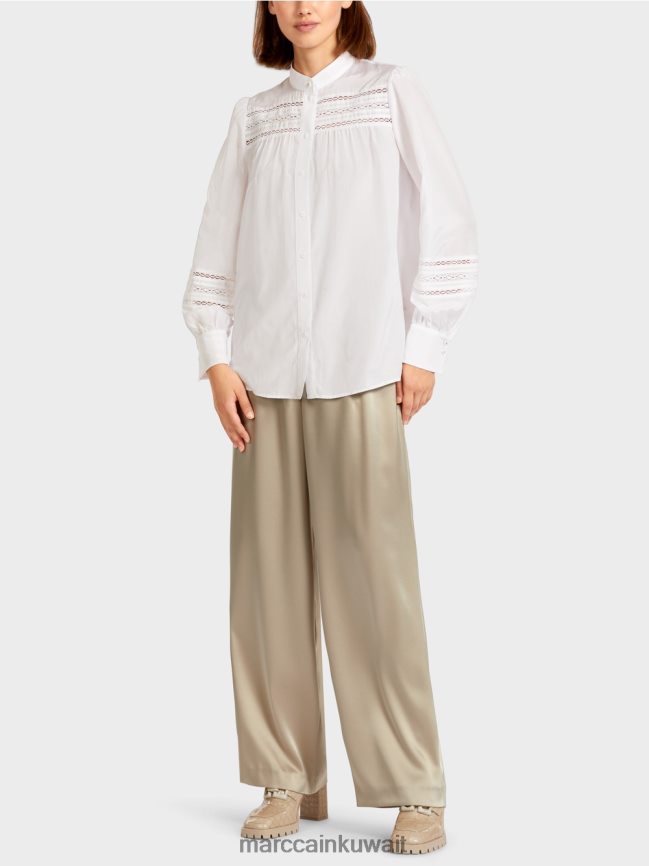 Marc Cain بلوزة مع حواف الدانتيل LVN0D6958 ملابس أبيض