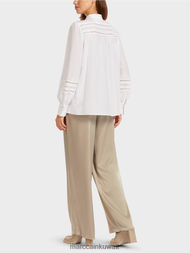 Marc Cain بلوزة مع حواف الدانتيل LVN0D6958 ملابس أبيض