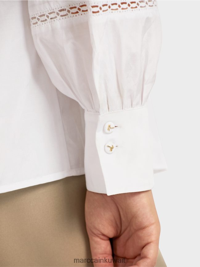 Marc Cain بلوزة مع حواف الدانتيل LVN0D6958 ملابس أبيض