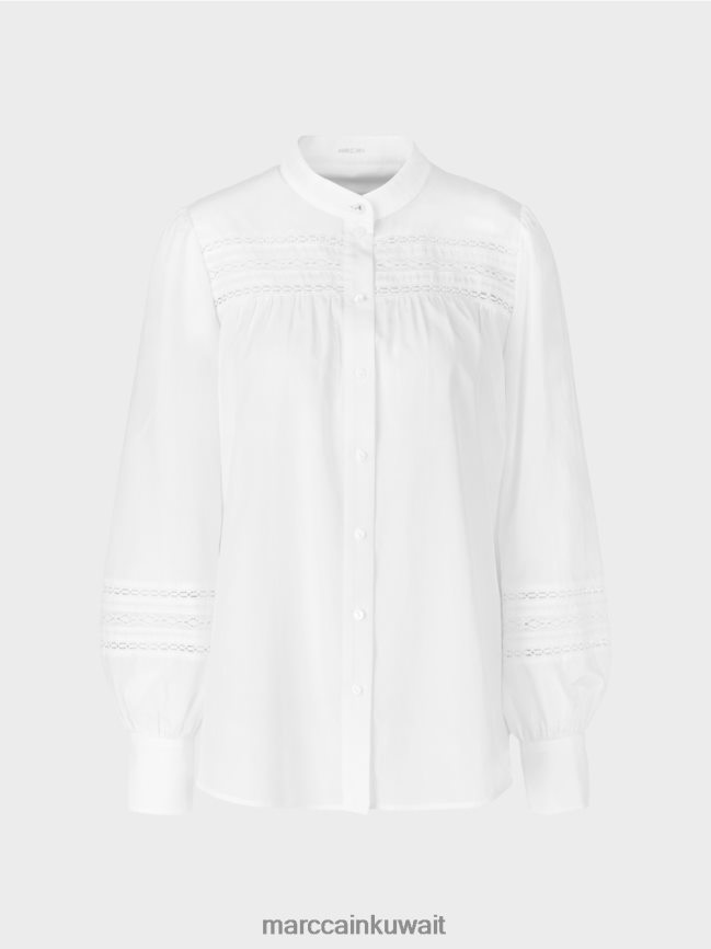 Marc Cain بلوزة مع حواف الدانتيل LVN0D6958 ملابس أبيض