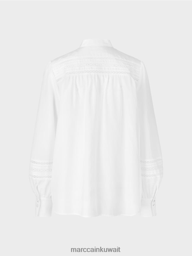 Marc Cain بلوزة مع حواف الدانتيل LVN0D6958 ملابس أبيض