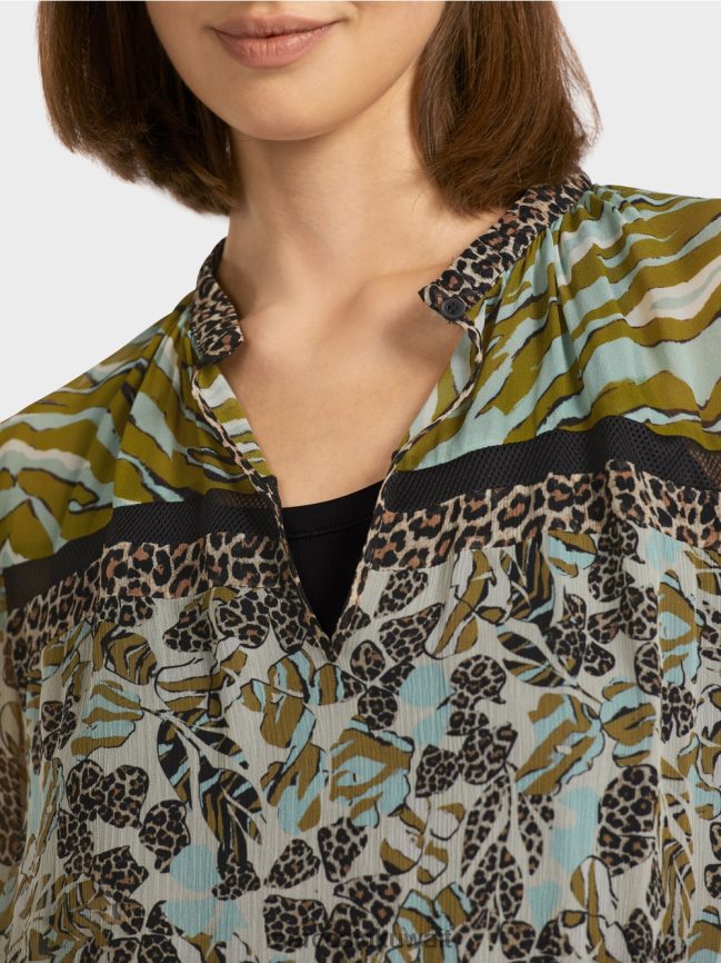 Marc Cain بلوزة على شكل بلوزة مع مزيج من الأنماط LVN0D6967 ملابس كوة ناعمة