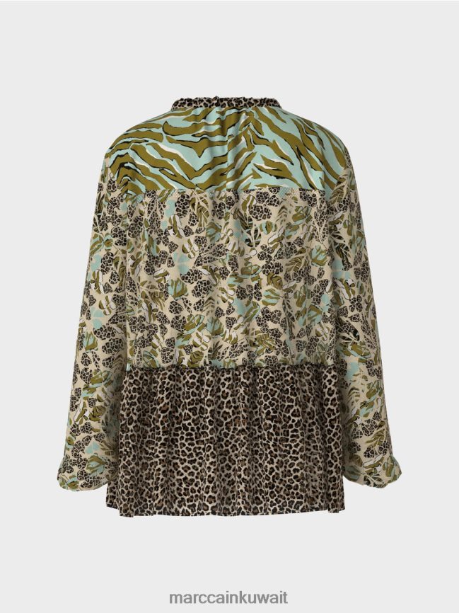 Marc Cain بلوزة على شكل بلوزة مع مزيج من الأنماط LVN0D6967 ملابس كوة ناعمة