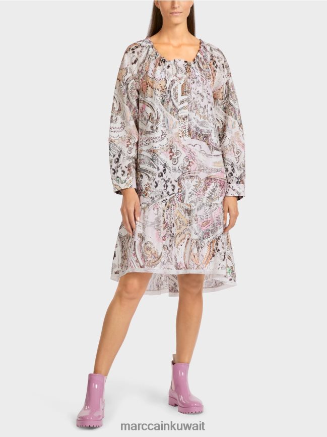 Marc Cain فستان بأكمام ريجلان LVN0D697 ملابس أبيض مصفر