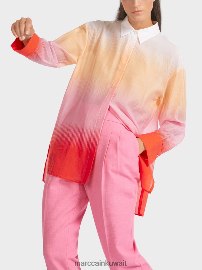 Marc Cain بلوزة أنيقة بالحرير LVN0D6975 ملابس وردي مشرق
