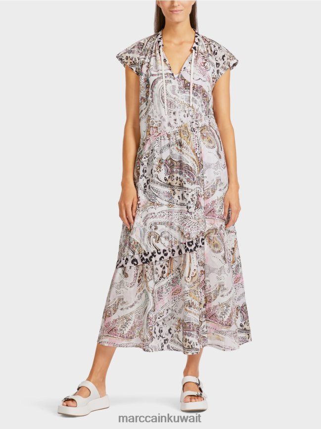 Marc Cain فستان بطبقات غير متماثلة LVN0D698 ملابس أبيض مصفر