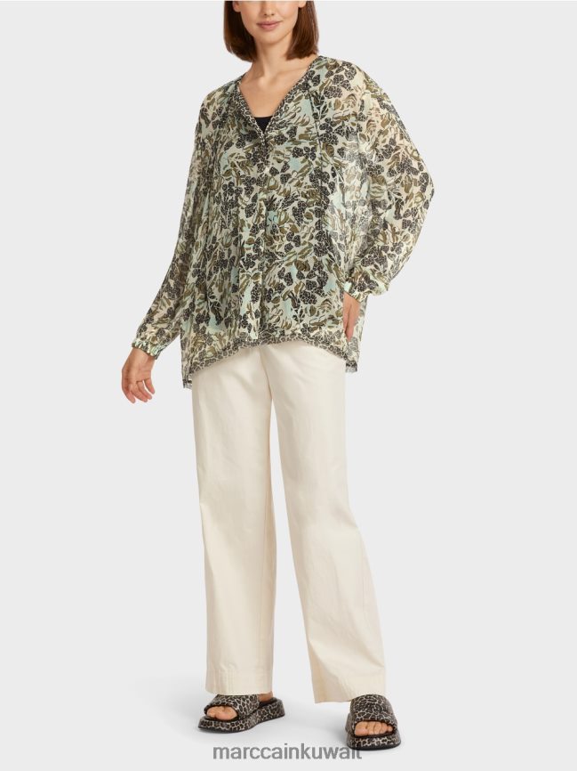 Marc Cain بلوزة على شكل بلوزة من كريب الفيسكوز LVN0D6981 ملابس كوة ناعمة