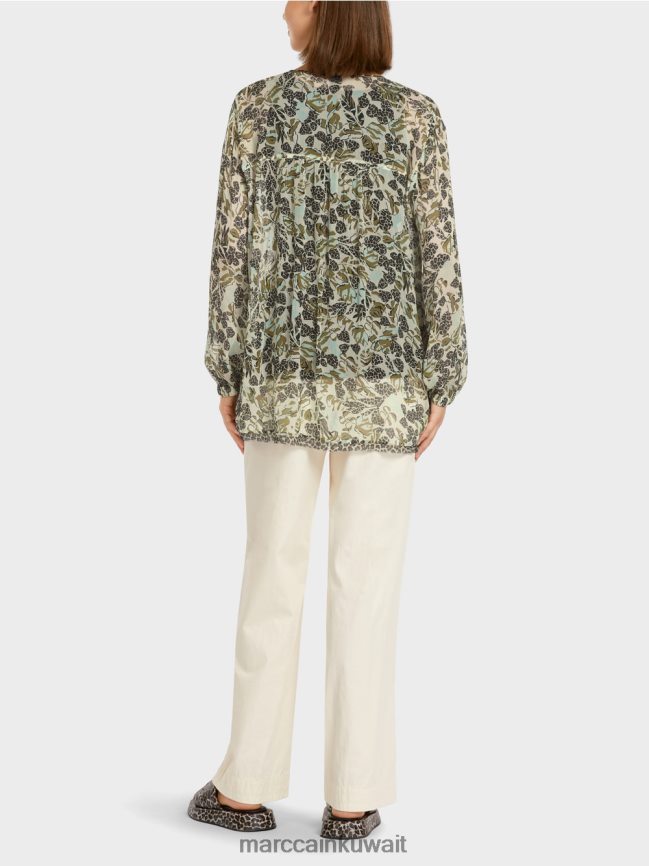 Marc Cain بلوزة على شكل بلوزة من كريب الفيسكوز LVN0D6981 ملابس كوة ناعمة