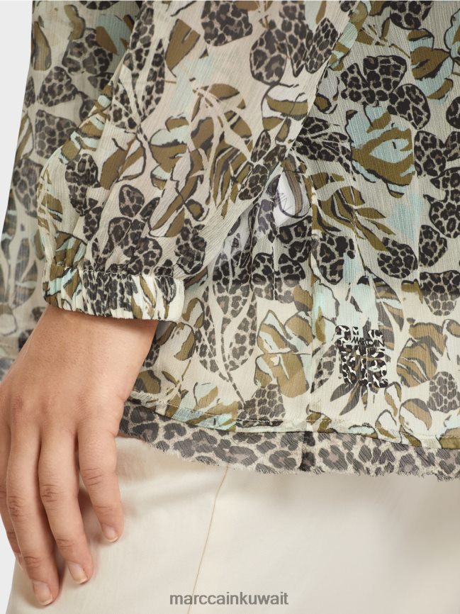 Marc Cain بلوزة على شكل بلوزة من كريب الفيسكوز LVN0D6981 ملابس كوة ناعمة