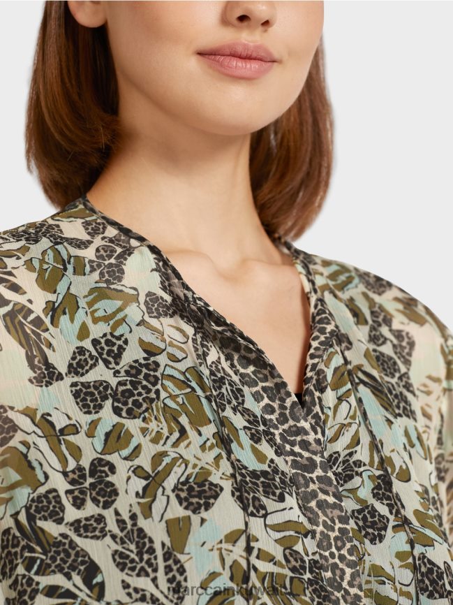 Marc Cain بلوزة على شكل بلوزة من كريب الفيسكوز LVN0D6981 ملابس كوة ناعمة