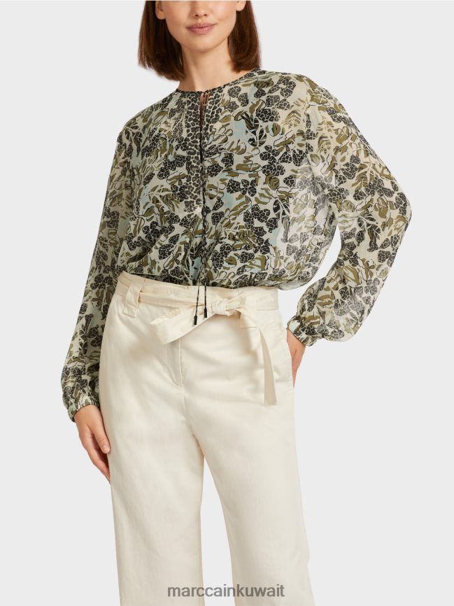 Marc Cain بلوزة على شكل بلوزة من كريب الفيسكوز LVN0D6981 ملابس كوة ناعمة