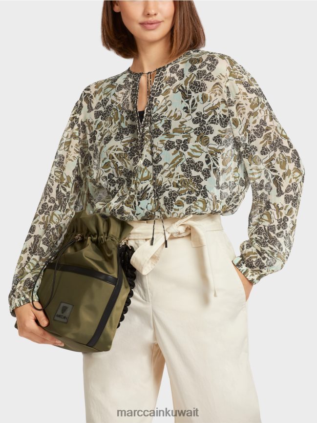 Marc Cain بلوزة على شكل بلوزة من كريب الفيسكوز LVN0D6981 ملابس كوة ناعمة