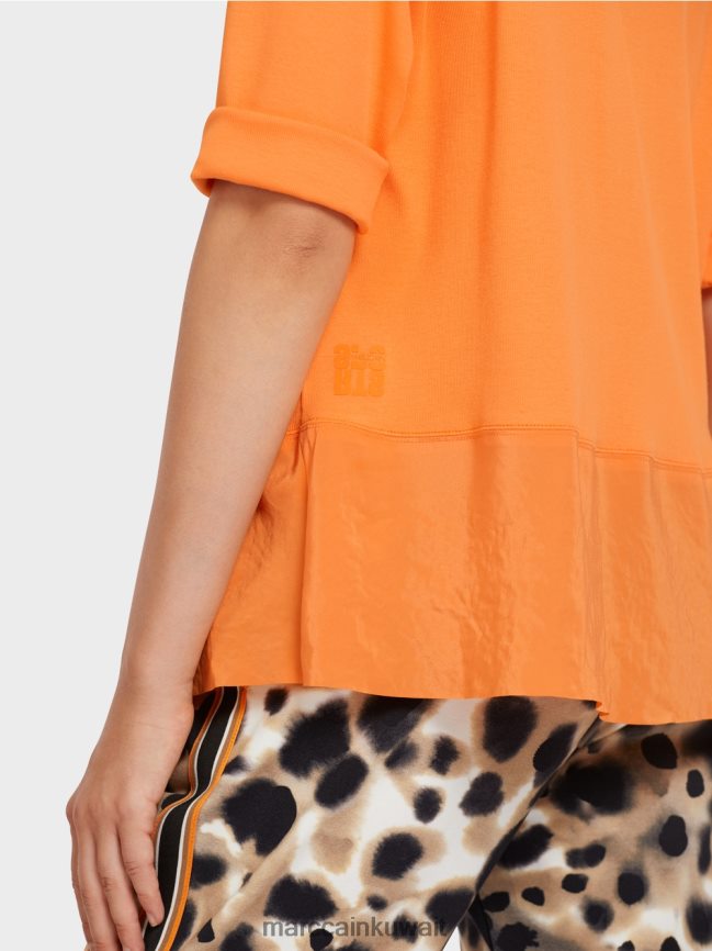 Marc Cain بلوزة على شكل بلوزة بمزيج من الأنسجة LVN0D6983 ملابس برتقالي مشرق