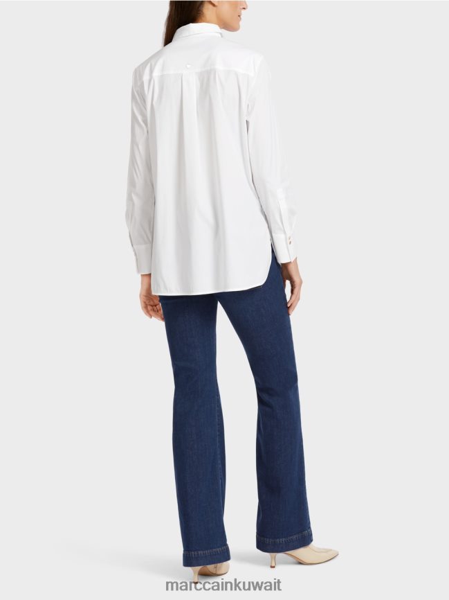 Marc Cain بلوزة طويلة من مزيج القطن LVN0D6986 ملابس أبيض
