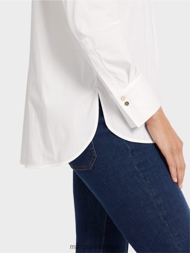 Marc Cain بلوزة طويلة من مزيج القطن LVN0D6986 ملابس أبيض