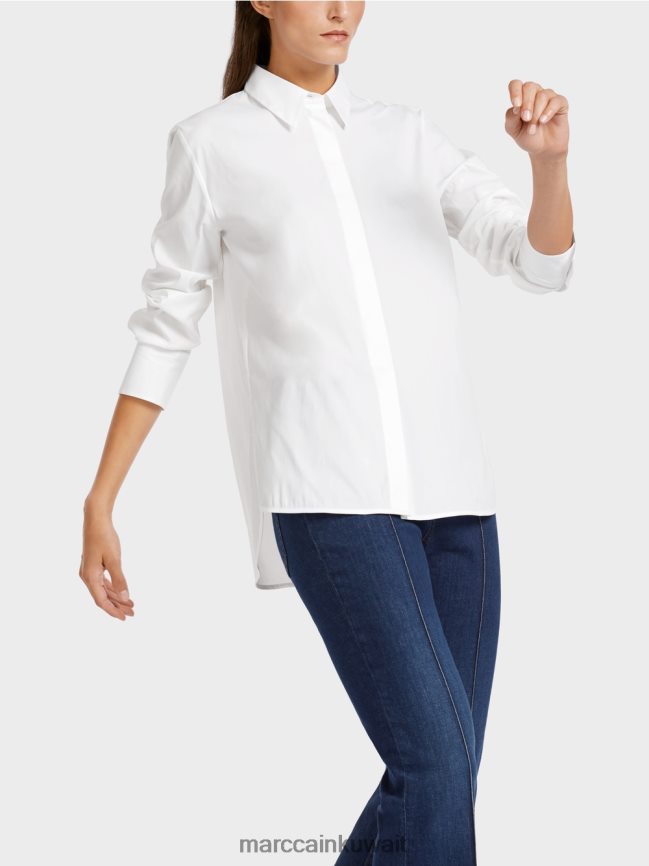 Marc Cain بلوزة طويلة من مزيج القطن LVN0D6986 ملابس أبيض