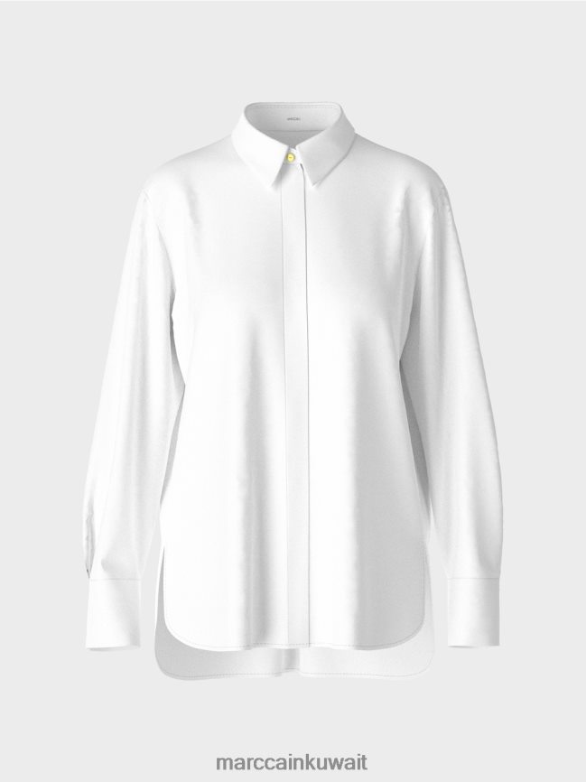 Marc Cain بلوزة طويلة من مزيج القطن LVN0D6986 ملابس أبيض