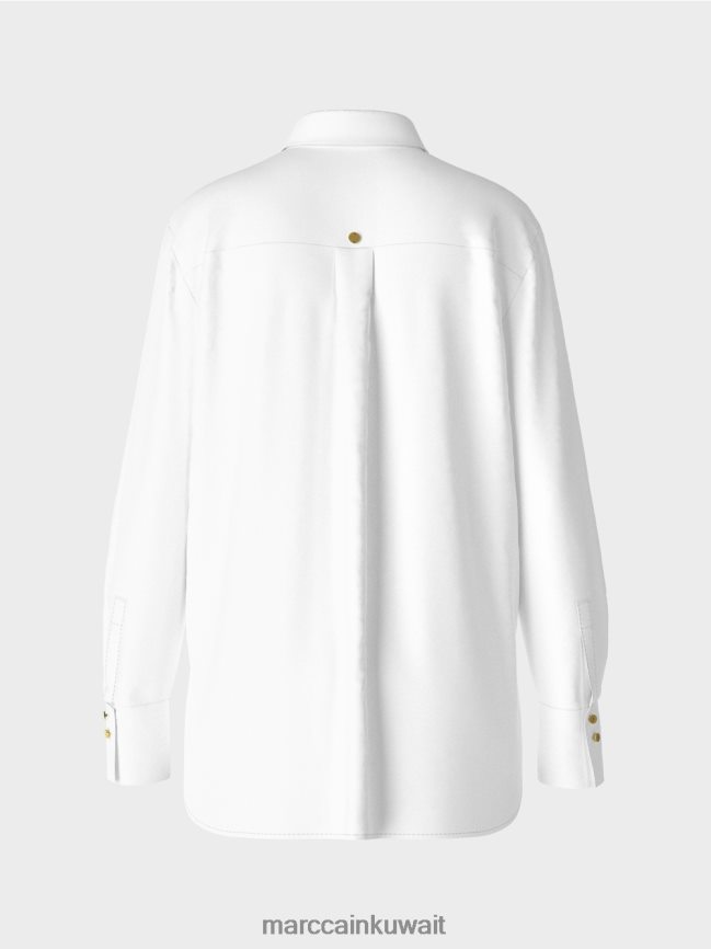 Marc Cain بلوزة طويلة من مزيج القطن LVN0D6986 ملابس أبيض