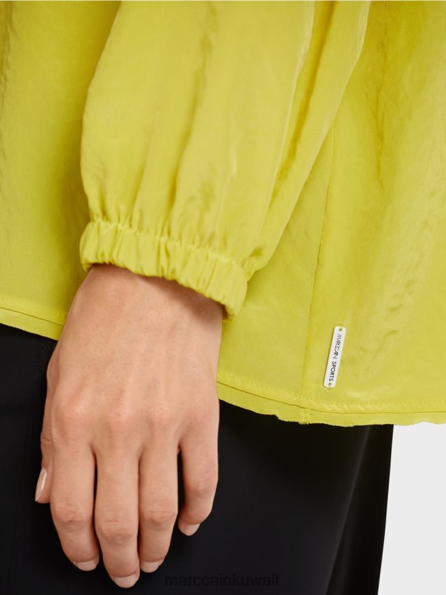 Marc Cain بلوزة خفيفة الوزن على شكل بلوزة LVN0D6988 ملابس الكبريت الأخضر