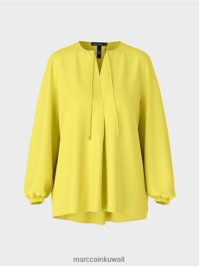 Marc Cain بلوزة خفيفة الوزن على شكل بلوزة LVN0D6988 ملابس الكبريت الأخضر
