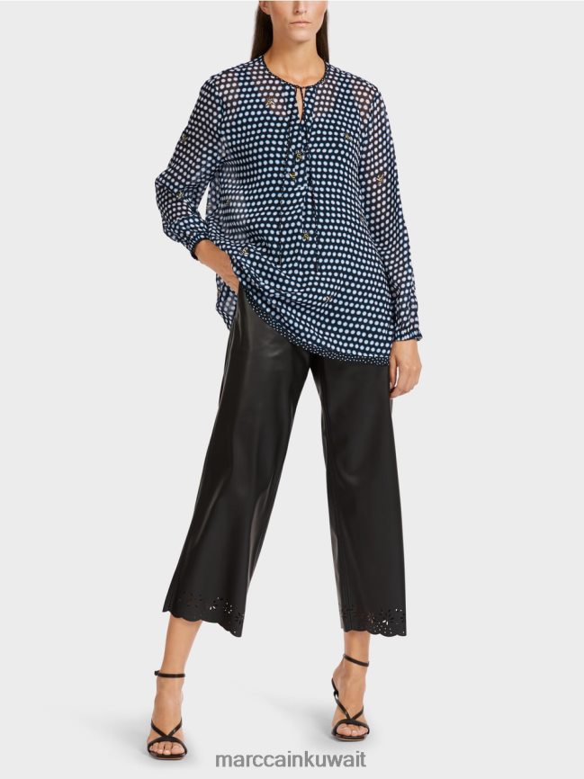 Marc Cain بلوزة من الفيسكوز مع نقش نقط ونحلة LVN0D6989 ملابس أسود