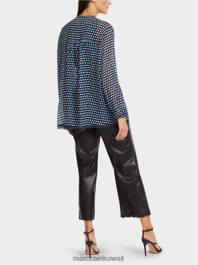 Marc Cain بلوزة من الفيسكوز مع نقش نقط ونحلة LVN0D6989 ملابس أسود